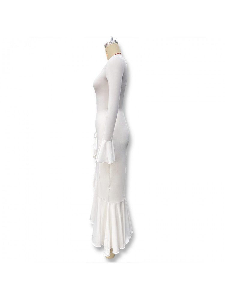 Ruffle Sleeve Split Hem Maxi Dress - Taydiane