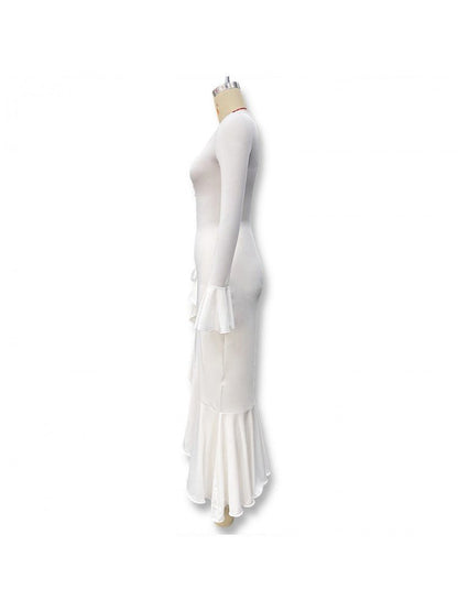Ruffle Sleeve Split Hem Maxi Dress - Taydiane