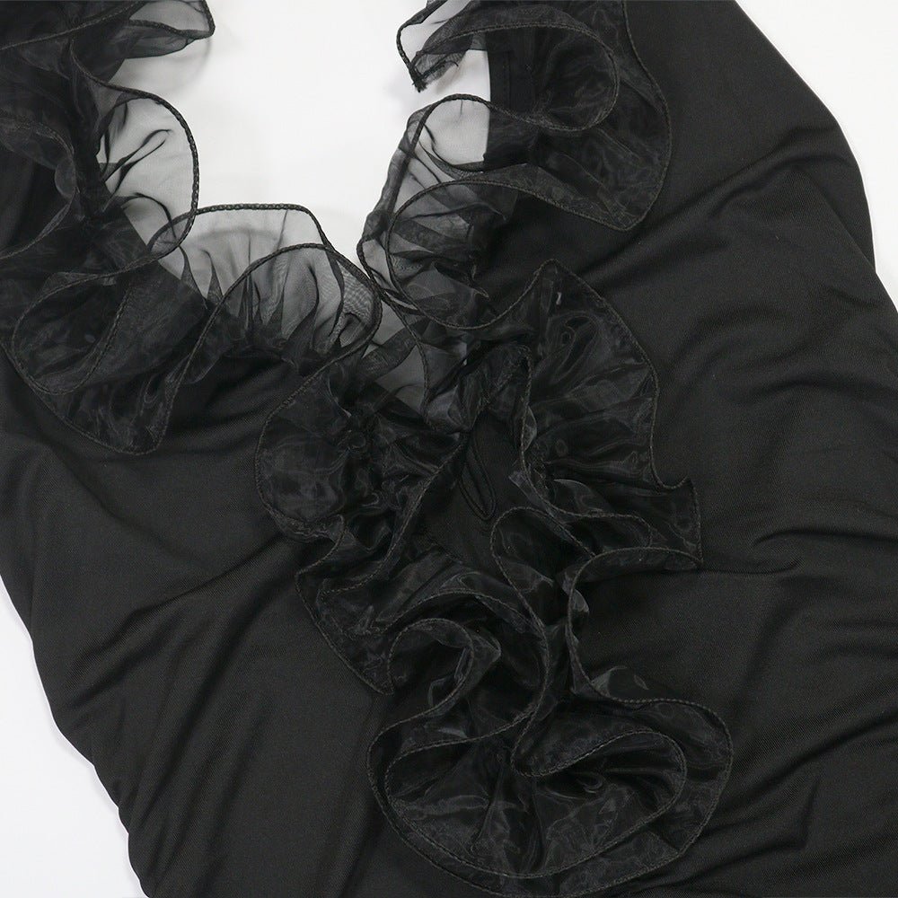 Ruffled Halter High - Low Bodycon Dress - Taydiane
