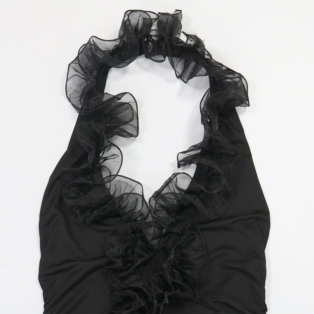 Ruffled Halter High - Low Bodycon Dress - Taydiane