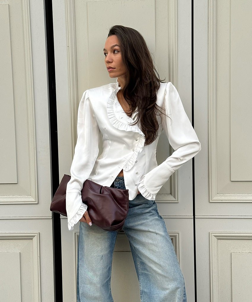 Ruffled Long Sleeved Ruffled Blouse - TayDiane