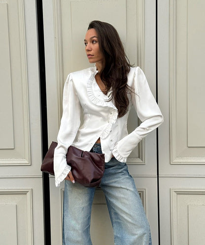 Ruffled Long Sleeved Ruffled Blouse - TayDiane
