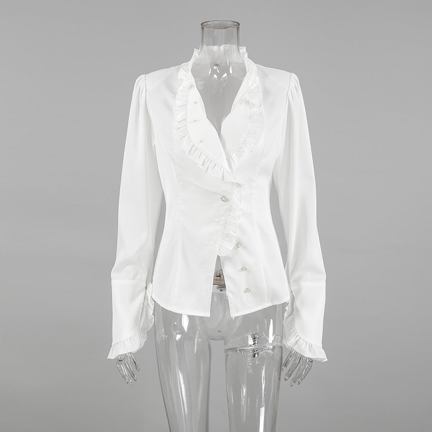 Ruffled Long Sleeved Ruffled Blouse - TayDiane