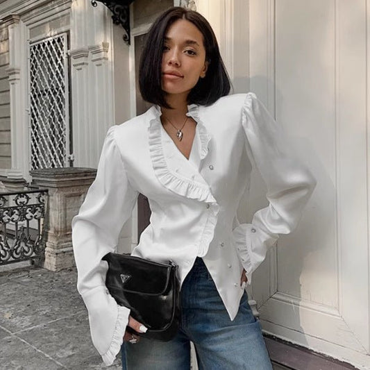 Ruffled Long Sleeved Ruffled Blouse - TayDiane