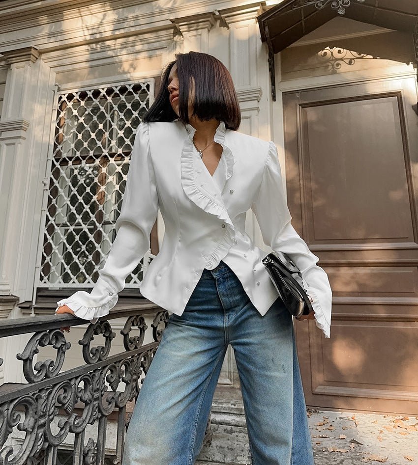 Ruffled Long Sleeved Ruffled Blouse - TayDiane