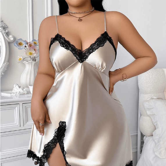 Satin Lace Backless Nightdress - Taydiane