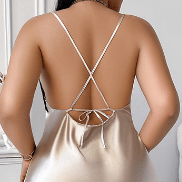 Satin Lace Backless Nightdress - Taydiane