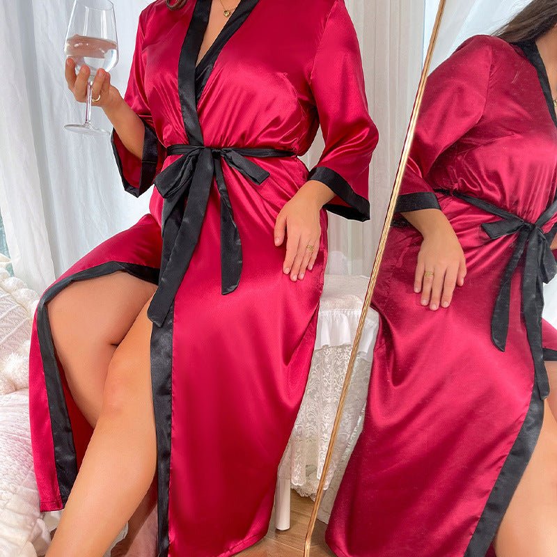 Scarlet Satin Lounge Robe - Taydiane
