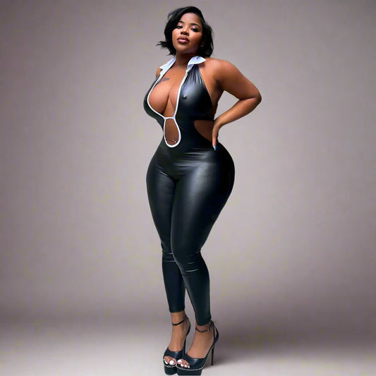 Sexy Cutout out White - Collar Jumpsuit - TayDiane