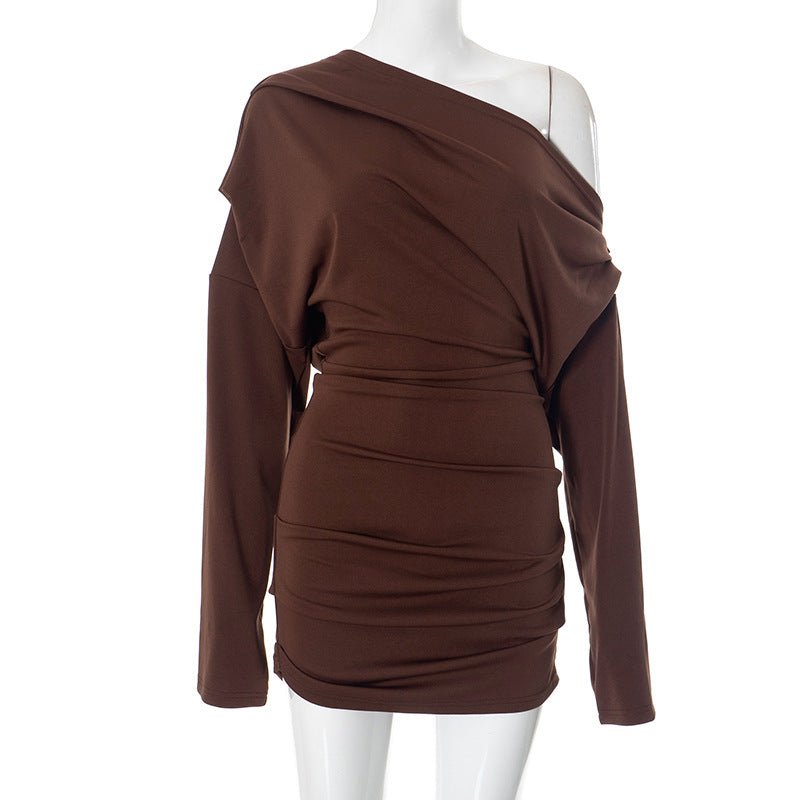 Sexy Mature Long Sleeve Off - the - Shoulder Loose Dress - TayDiane