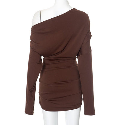 Sexy Mature Long Sleeve Off - the - Shoulder Loose Dress - TayDiane