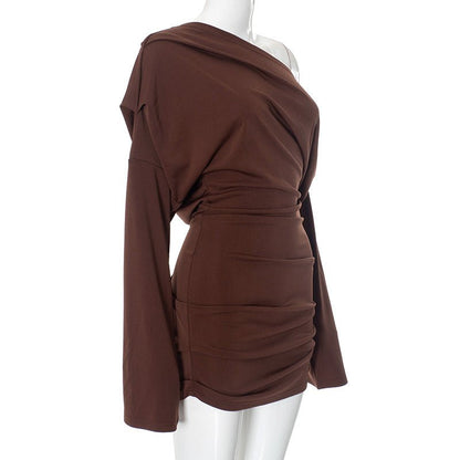 Sexy Mature Long Sleeve Off - the - Shoulder Loose Dress - TayDiane