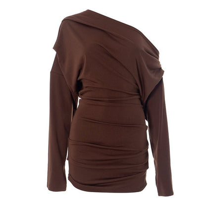 Sexy Mature Long Sleeve Off - the - Shoulder Loose Dress - TayDiane