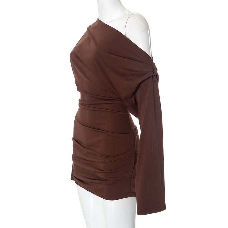 Sexy Mature Long Sleeve Off - the - Shoulder Loose Dress - TayDiane