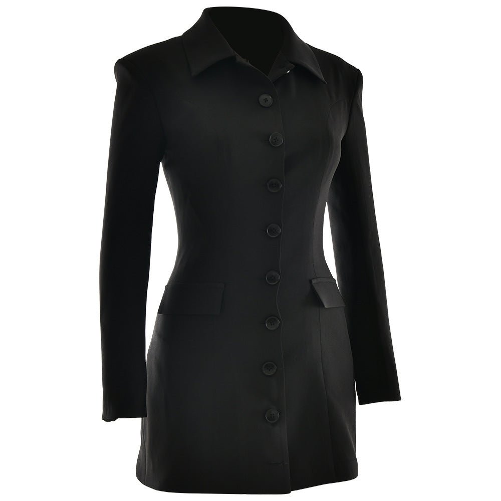 Sexy Slim - Fit Collared Single - Breasted Blazer Dress - TayDiane