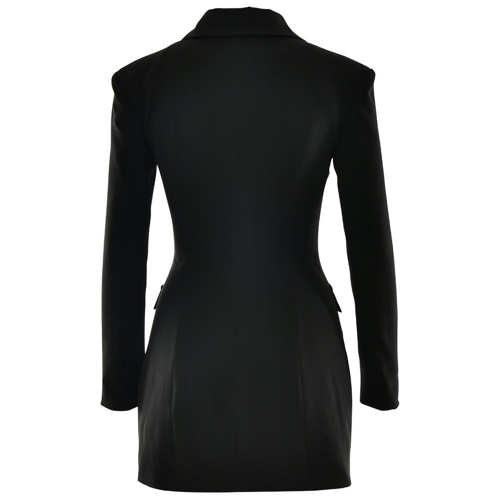 Sexy Slim - Fit Collared Single - Breasted Blazer Dress - TayDiane