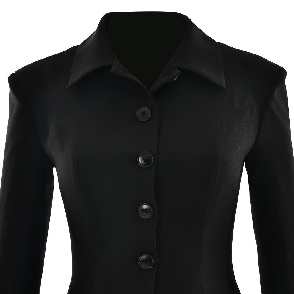 Sexy Slim - Fit Collared Single - Breasted Blazer Dress - TayDiane