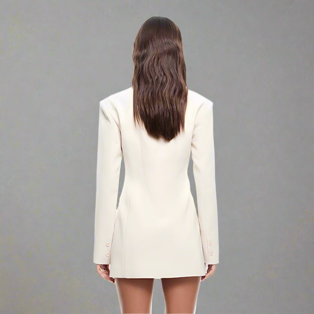 Sexy Slim - Fit Collared Single - Breasted Blazer Dress - TayDiane