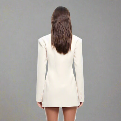Sexy Slim - Fit Collared Single - Breasted Blazer Dress - TayDiane