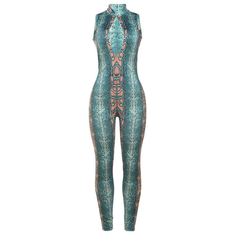 Sexy Snakeskin Printed Jumpsuit - TayDiane