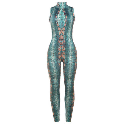 Sexy Snakeskin Printed Jumpsuit - TayDiane