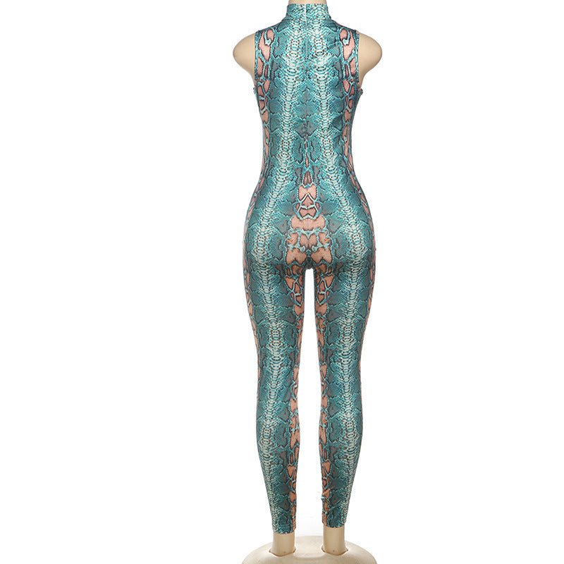 Sexy Snakeskin Printed Jumpsuit - TayDiane