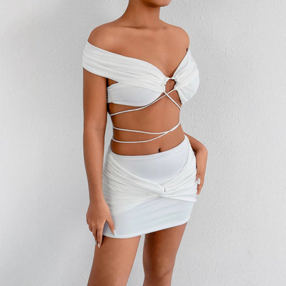 Sexy White Cutout Backless Skirt Set - TayDiane
