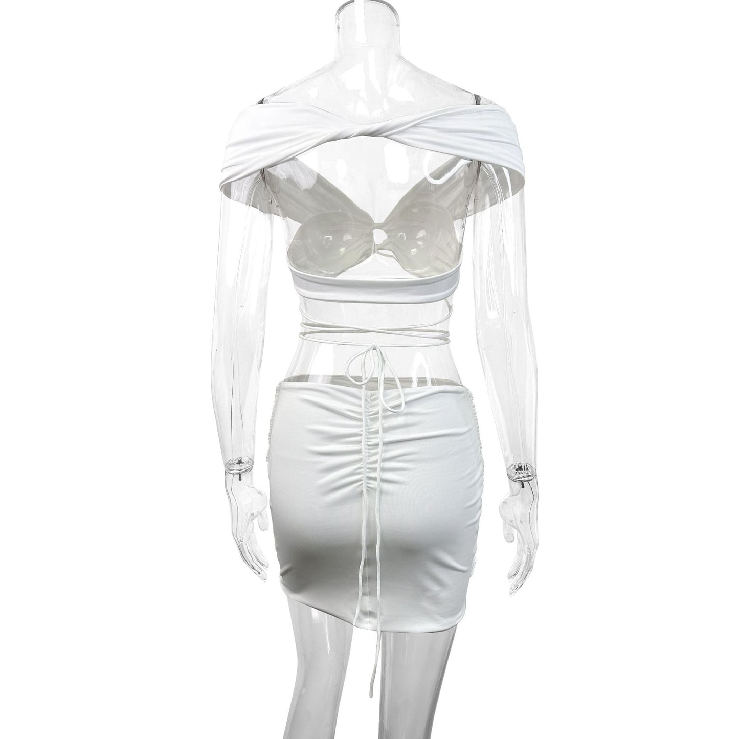 Sexy White Cutout Backless Skirt Set - TayDiane