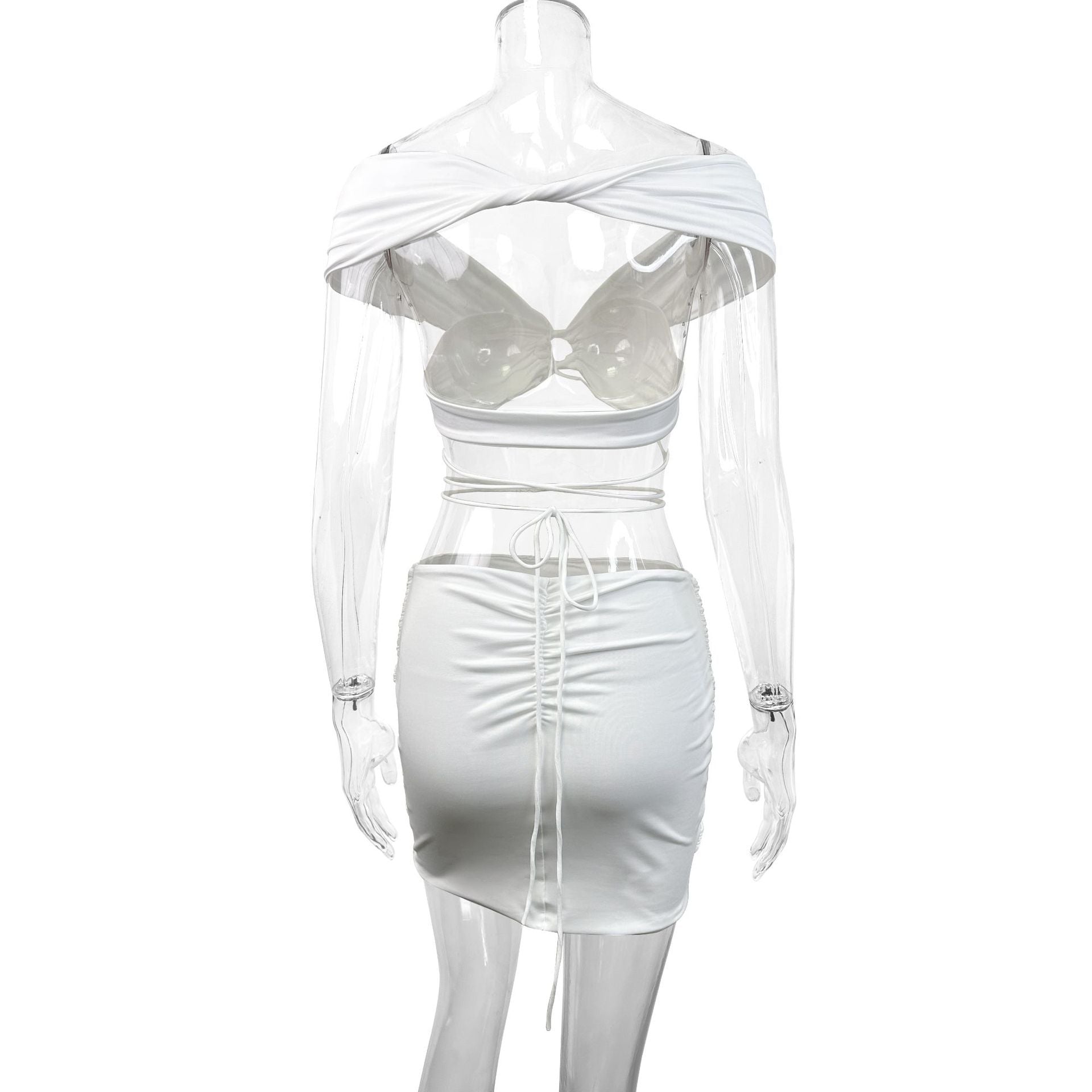 Sexy White Cutout Backless Skirt Set - TayDiane