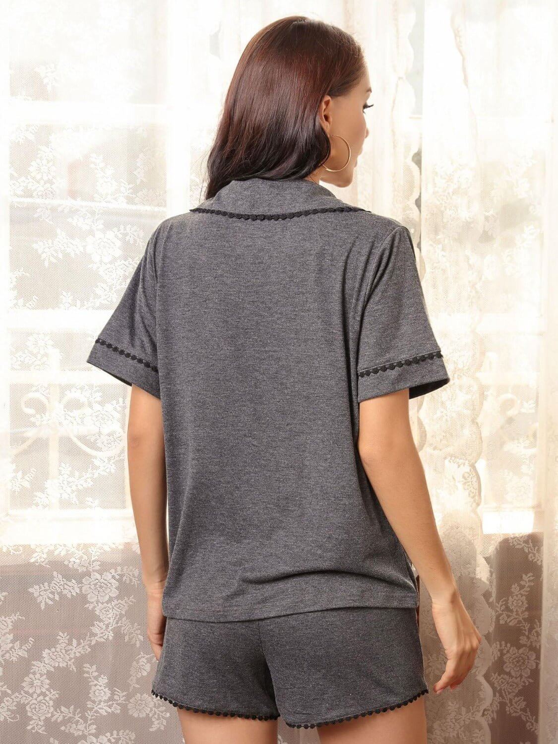 Short Sleeve Top and Shorts Lounge Set - TayDiane