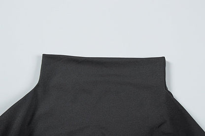 Sleek Satin High - Neck Asymmetrical Hem Dress - TayDiane