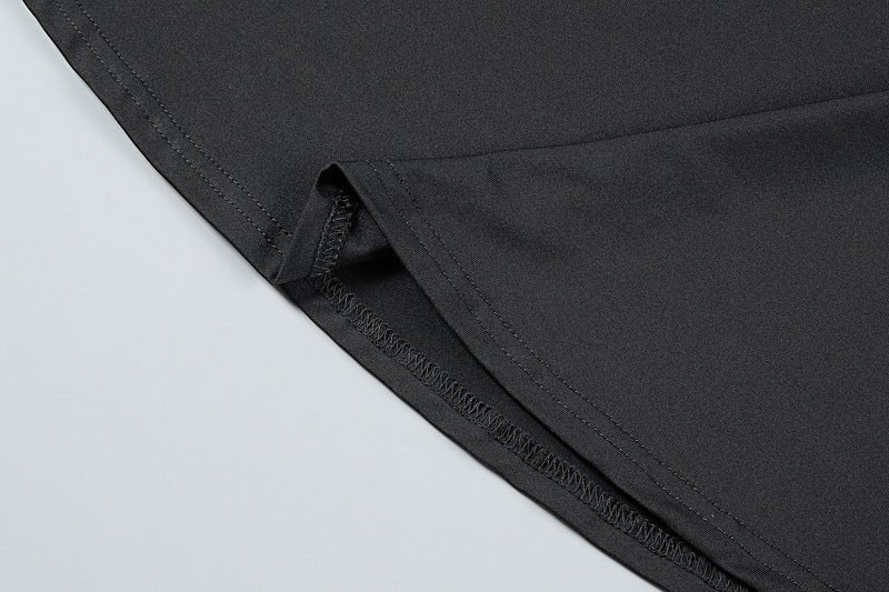 Sleek Satin High - Neck Asymmetrical Hem Dress - TayDiane