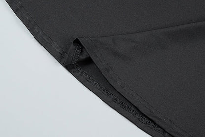 Sleek Satin High - Neck Asymmetrical Hem Dress - TayDiane