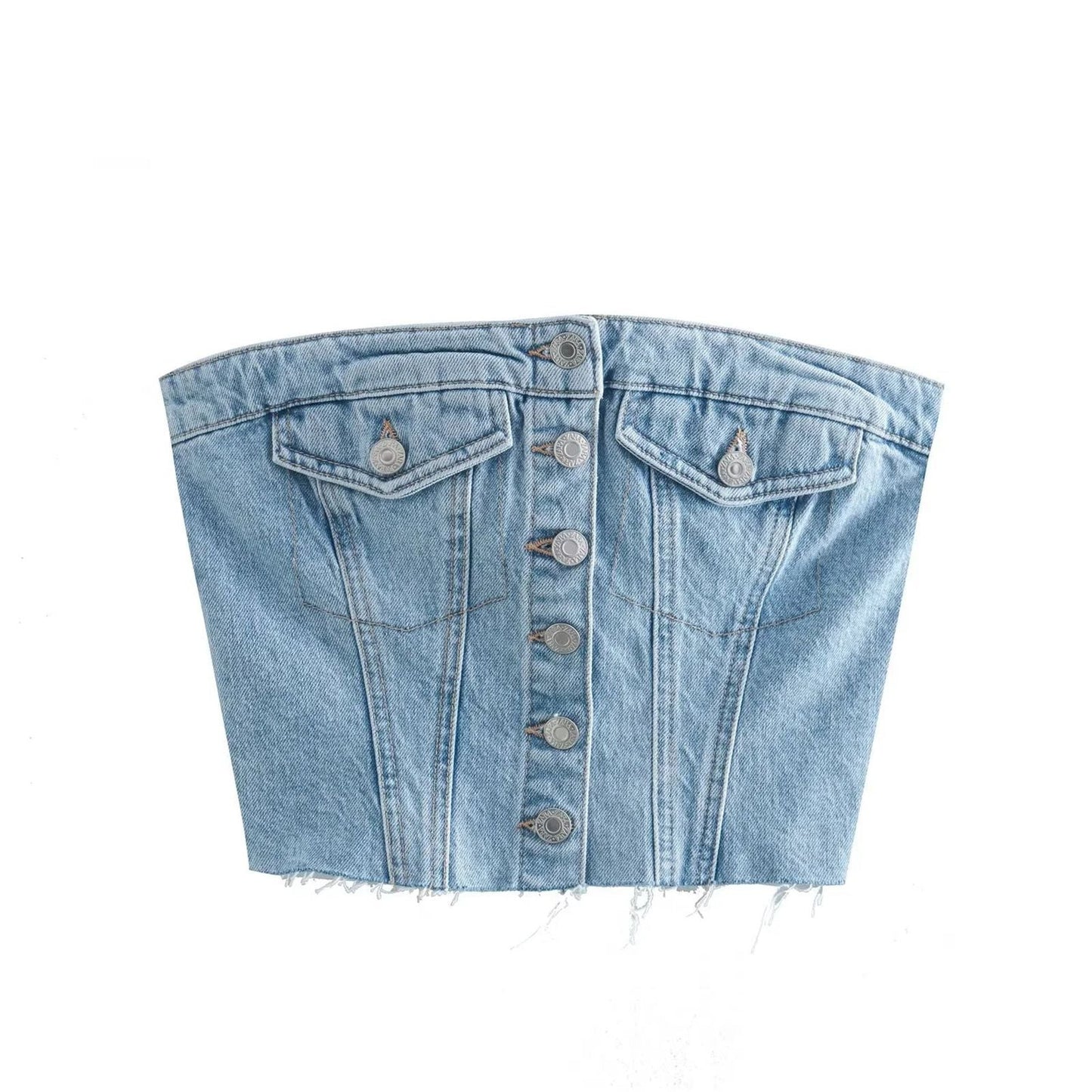 Slim Fit Denim Top - TayDiane
