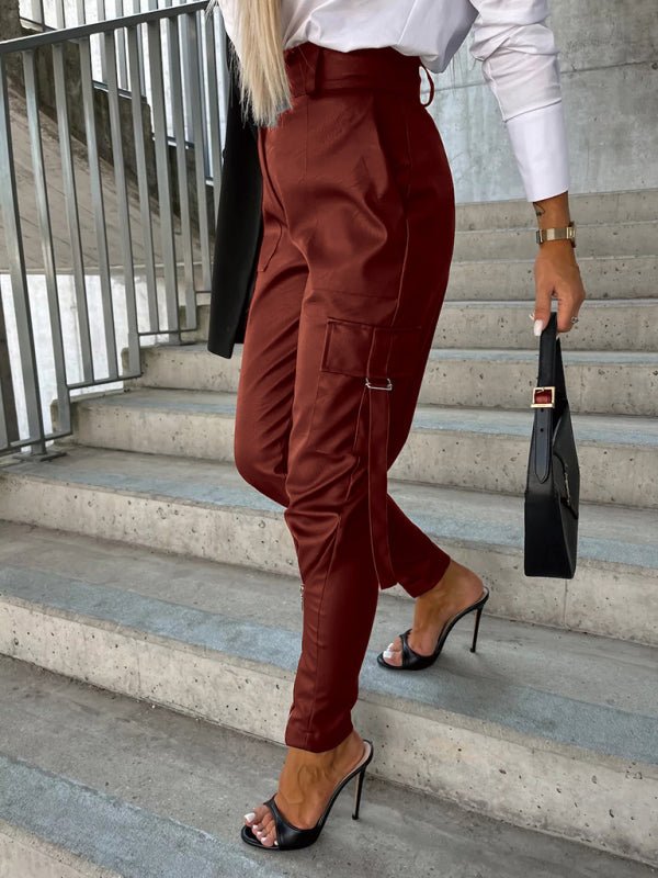 Slim Fit PU Leather Pants - TayDiane