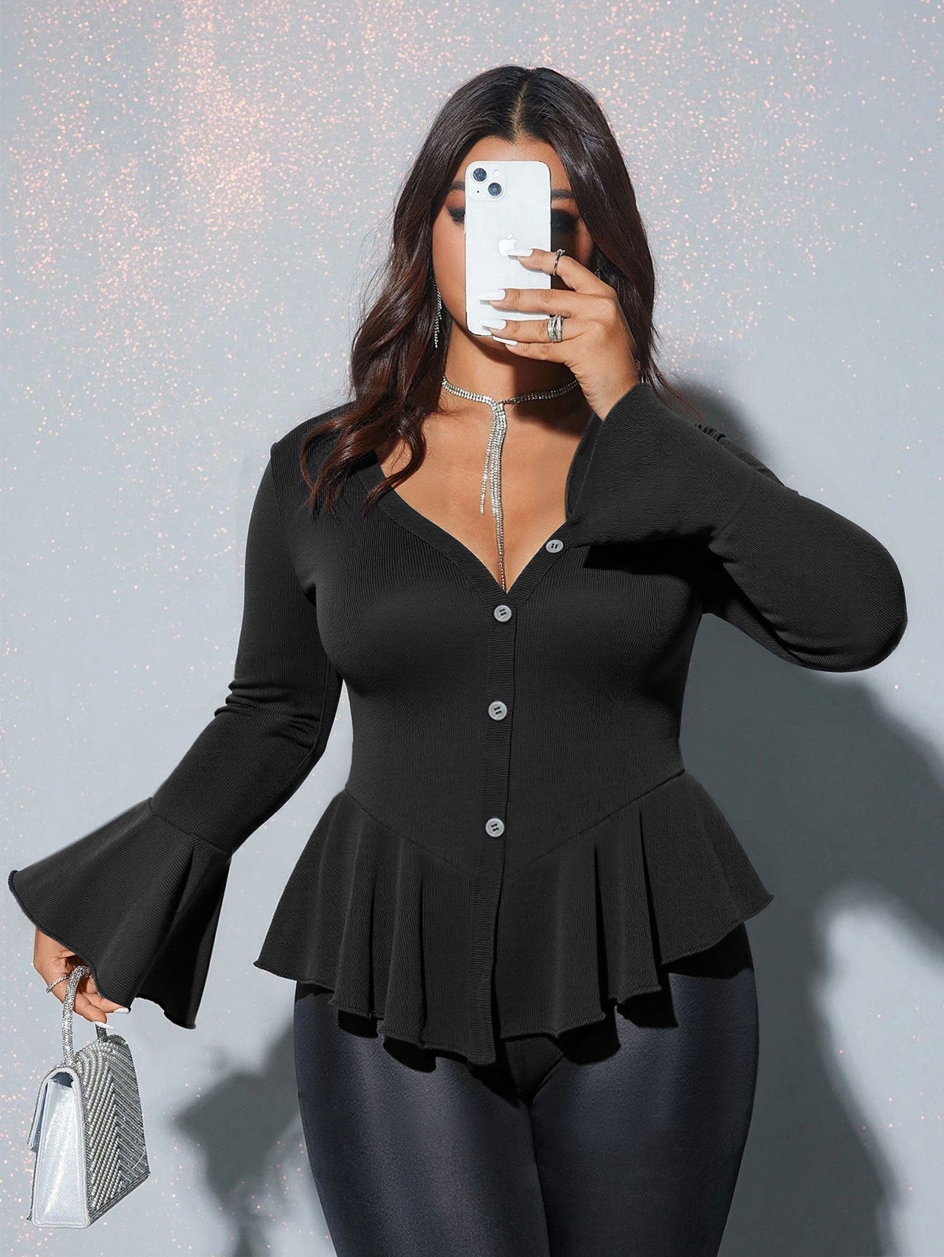 Sophia Ribbed Flare - Sleeve Button Top - TayDiane