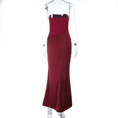 Strapless Ruched Maxi Dress - Taydiane