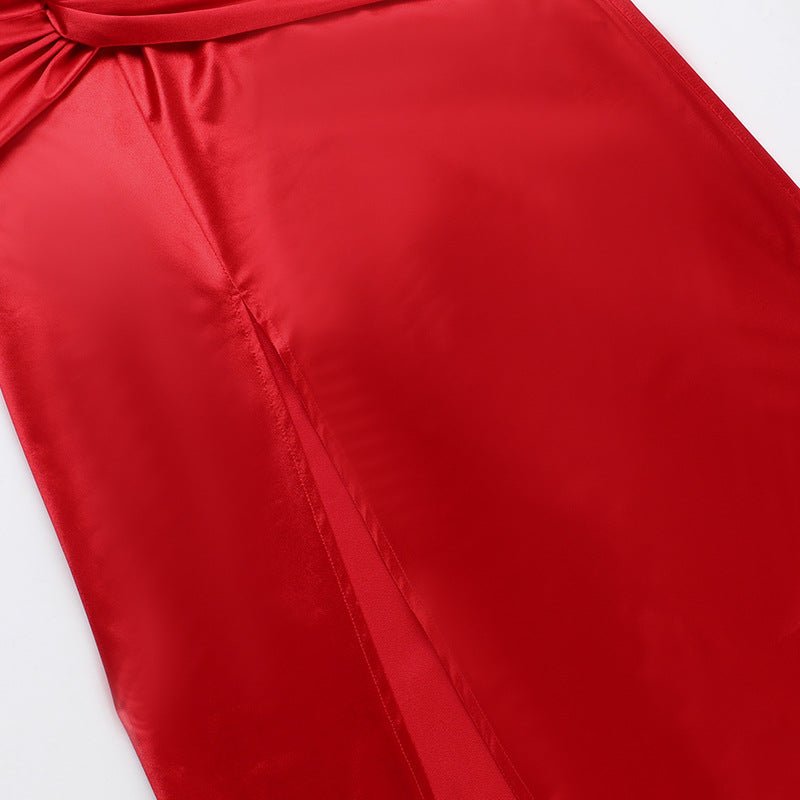 Strapless Satin Split Maxi Dress - Taydiane