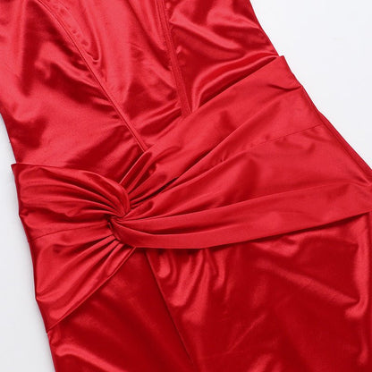 Strapless Satin Split Maxi Dress - Taydiane