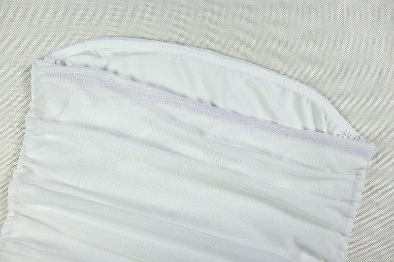 Strapless White Draped Shoulder Maxi Dress - TayDiane