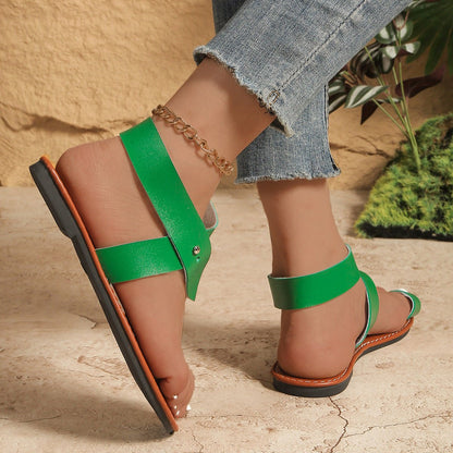 Strappy Toe Loop Flat Sandals - Taydiane