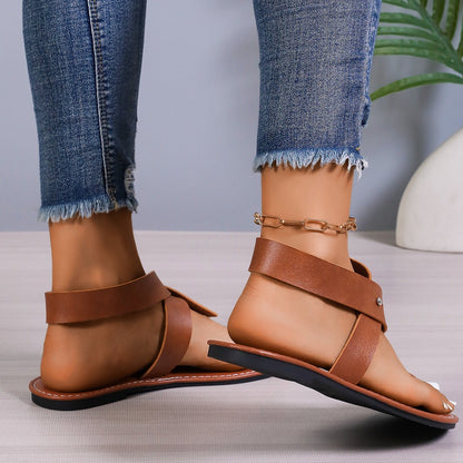 Strappy Toe Loop Flat Sandals - Taydiane
