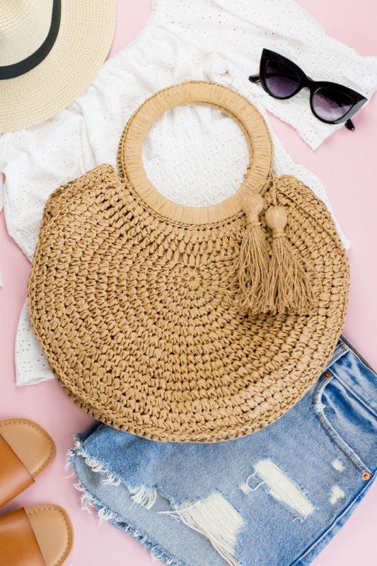 Straw Tassel O - Ring Tote - TayDiane