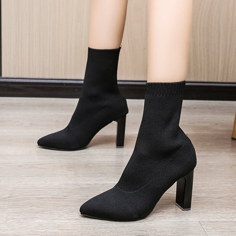 Stretch Knit Sock Ankle Boots - TayDiane