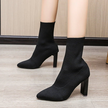 Stretch Knit Sock Ankle Boots - TayDiane