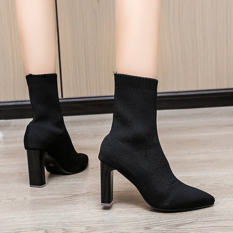 Stretch Knit Sock Ankle Boots - TayDiane
