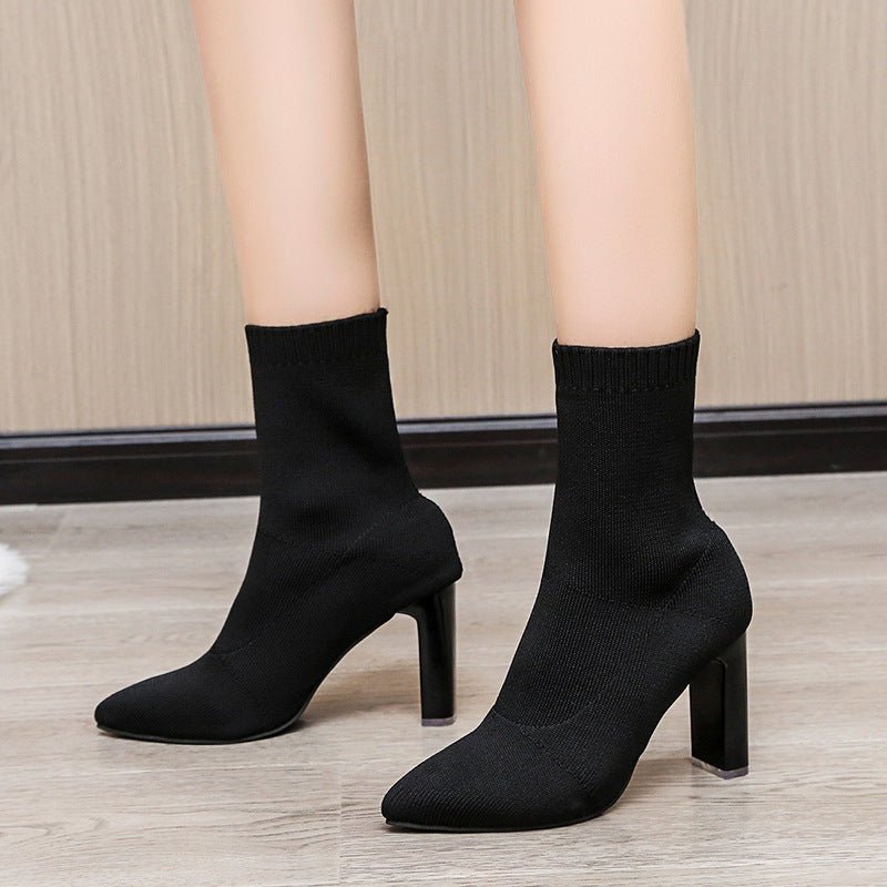 Stretch Knit Sock Ankle Boots - TayDiane
