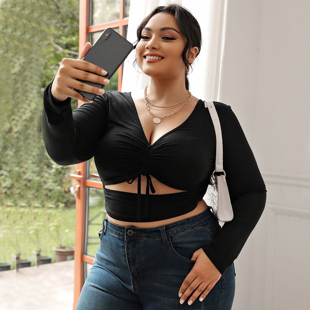 Stylish Autumn V - Neck Slimming Long Sleeve Blouse - TayDiane