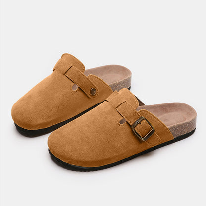 Suede Closed Toe Buckle Slide - TayDiane