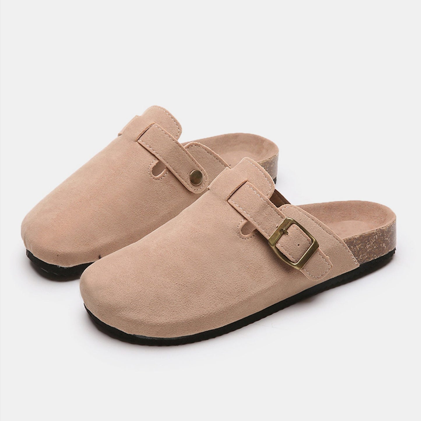 Suede Closed Toe Buckle Slide - TayDiane